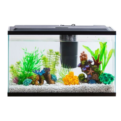 Aquarium Starter Kit Fish Tank 10 Gallon LED Light Aqua Culture with LED Light