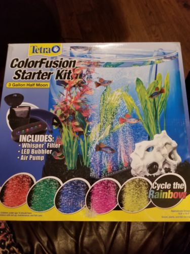Tetra Colorfusion Led Bubbler Half Moon Aquarium Kit, 3 Gallons Whisper filter