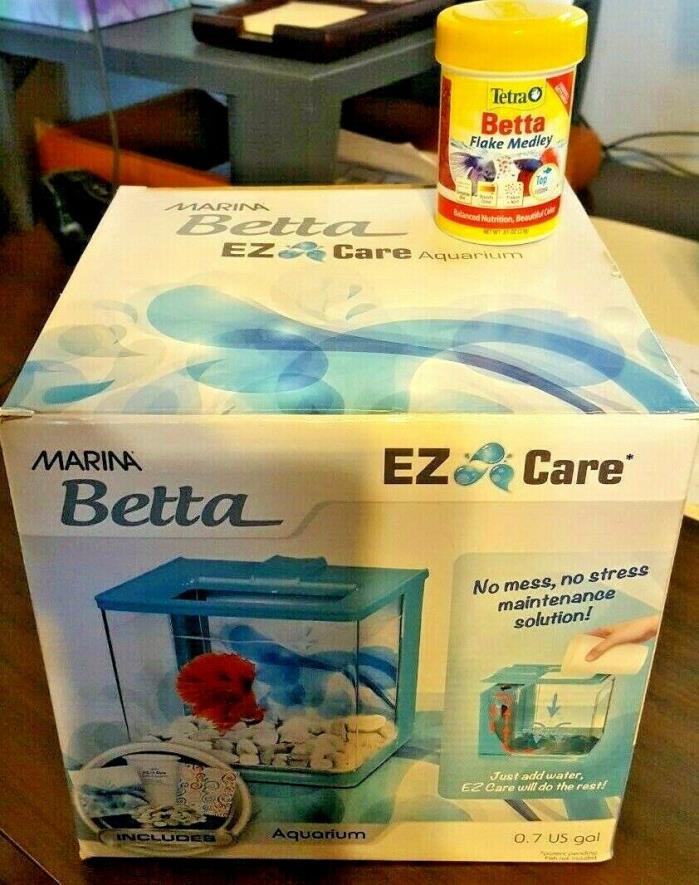 Marina 0.7 Gallon Betta EZ Care Aquarium Kit, Blue