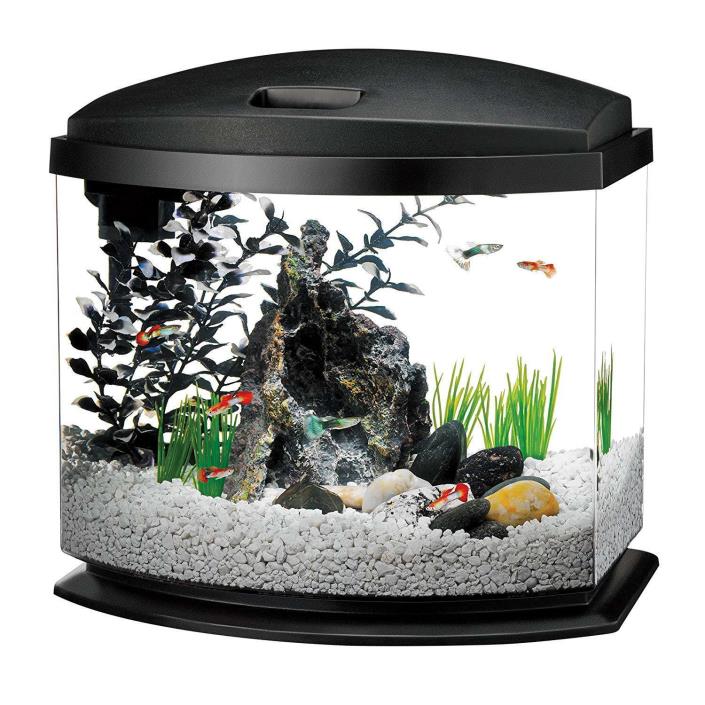 New Aqueon LED MiniBow Aquarium Starter Kits with LED Lighting, 5 Gallon, Black