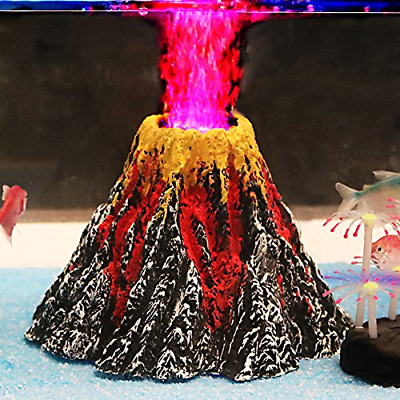 Aquarium Volcano Ornament Kit with Air Stone Bubbler Fish Tank Decoration