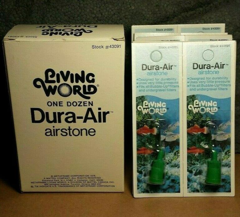 Vintage Aquarium | Living World Dura-Air Airstones | 12pk w/Box | 1978 Old Stock