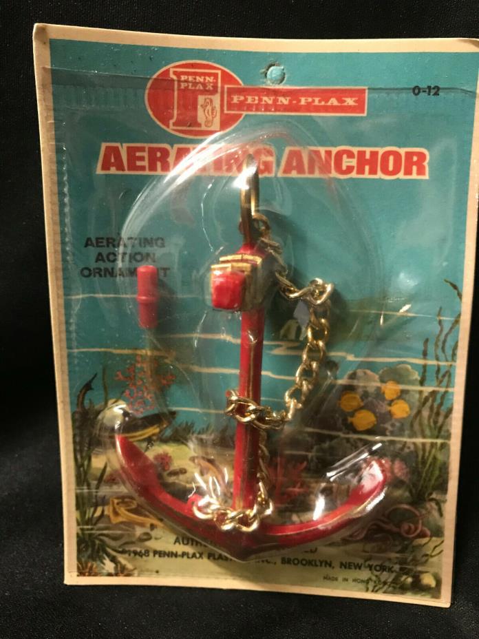 New Vintage Red Anchor Aerator Fish Aquarium Decor 1968 Penn-Plax 0-12