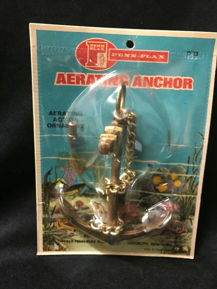 New Vintage Brown Anchor Aerator Fish Aquarium Decor 1968 Penn-Plax 0-12