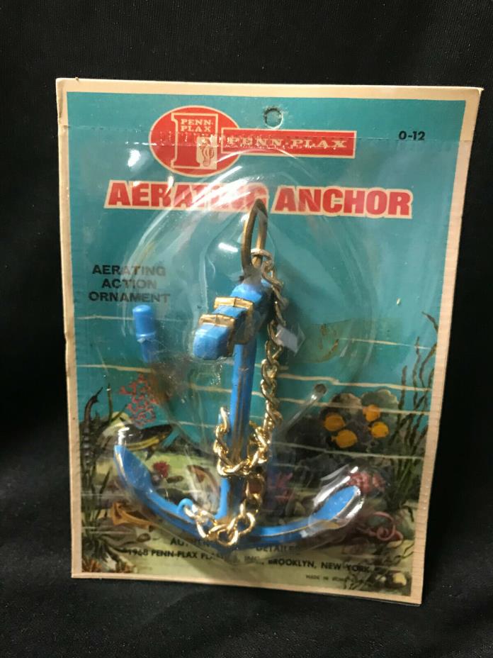 New Vintage Blue Anchor Aerator Fish Aquarium Decor 1968 Penn-Plax 0-12