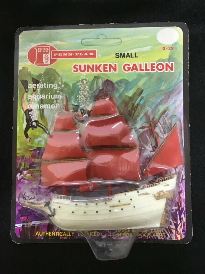 New Vintage Small Sunken Galleon Aerator Fish Aquarium Decor 1970 Penn-Plax