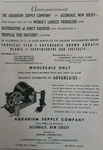 Vintage Old Aquarium Fishbowl Advancaire Pump for Fish Tanks - 50s Print Ad