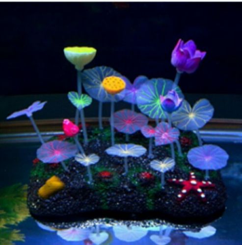 Aquatic Plant Aquarium Ornament Decoration Set Glowing Effect New