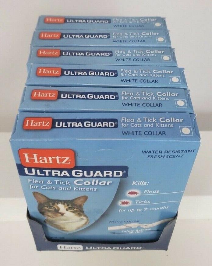 Set 6 units Hartz Ultraguard Flea and Tick Collar for Cats Neck White 7 Months