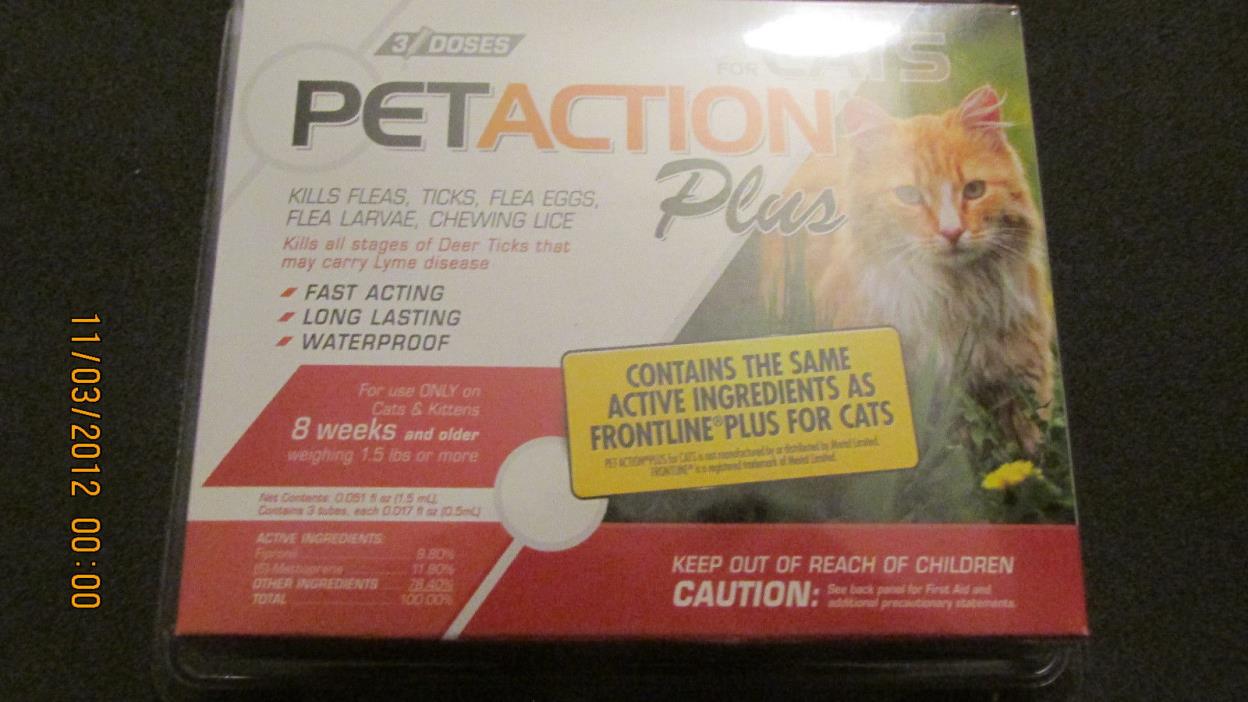 Pet Action Plus for Small  Cats 3 Doses (3 Month Supply)