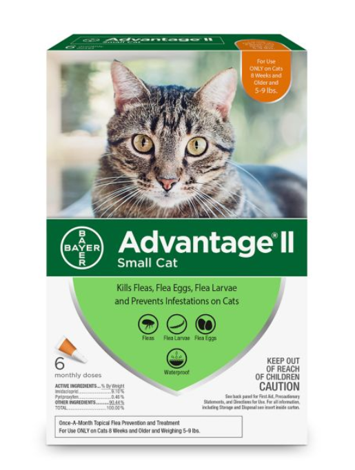 Advantage II Flea Treatment for Small Cats 5 lbs to 9 lbs & Ferrets - 6 counts.