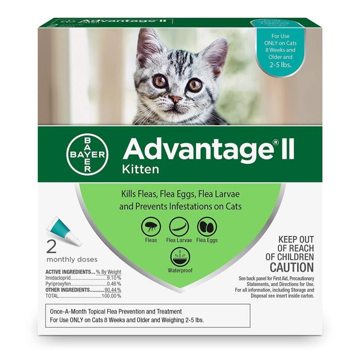 Bayer Advantage II Kitten Flea Treatment for Kittens, 2-5 lb, 2 doses