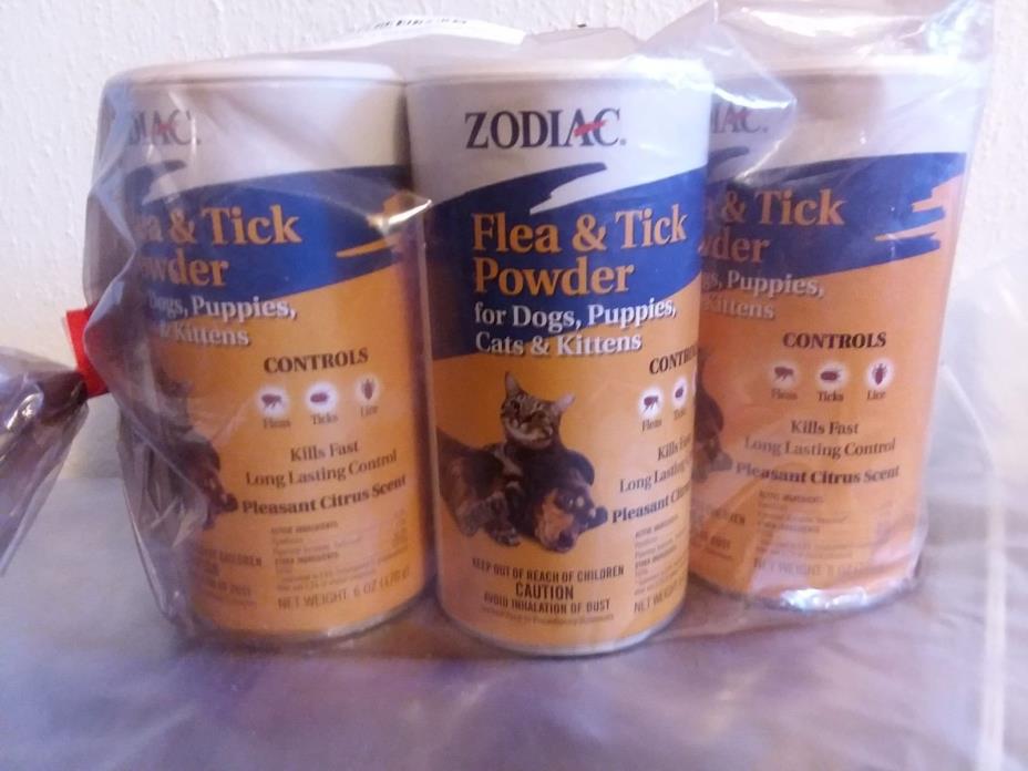 7Zodiac Flea and Tick Powder for Dogs, Puppies, Cats, and Kittens 6oz 3 Pack