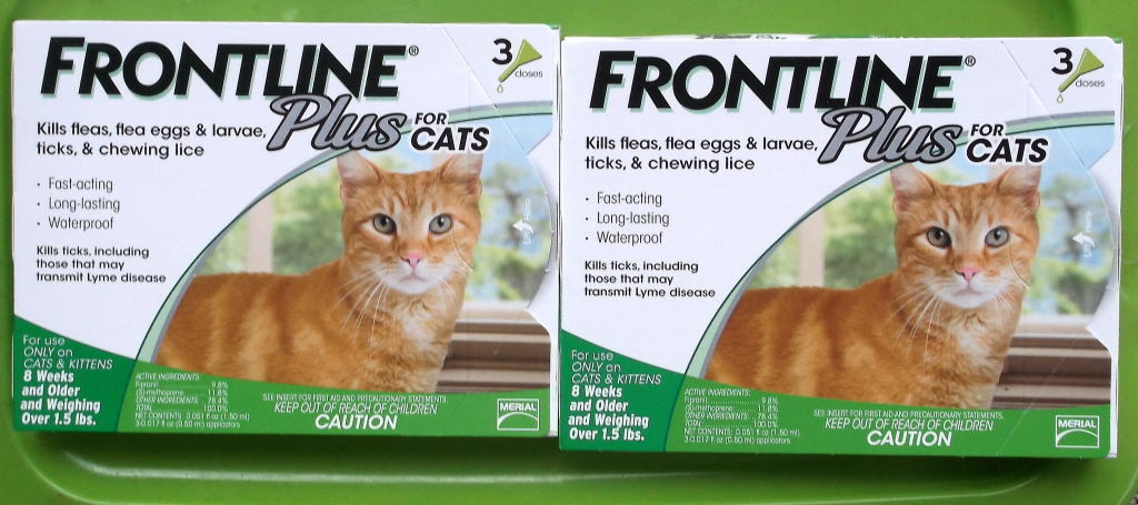 6 MOS - FRONTLINE PLUS FLEA TREATMENT FOR CATS   2 BOXES-3 DOSES EA  NEW