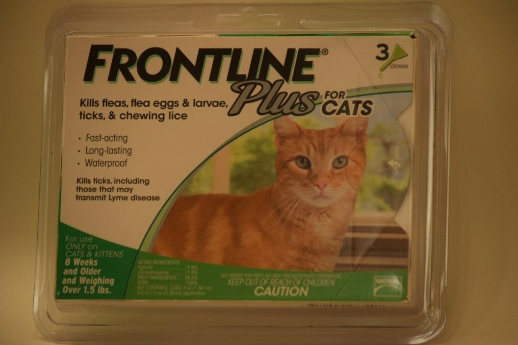 Frontline Plus Flea & Tick Treatment for Cats Over 1.5 Lbs(3 Doses)Free shipping