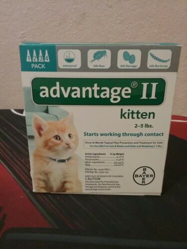 NEW Bayer Advantage II for Kittens 2-5 lbs 4 month supply 4 doses Cat flea LOOK!