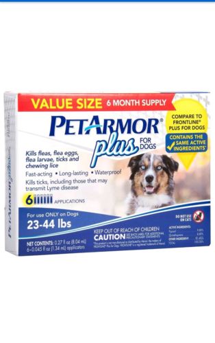 PetArmor Plus for Dogs 23-44 lbs Flea and Tick Squeeze-On Drops 6 Count Pet Care