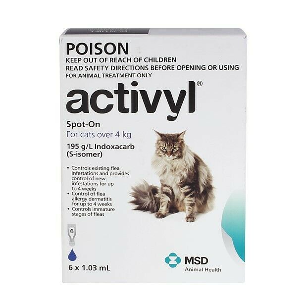 Activyl Spot-On Flea Treatment For Cats Over 9lbs 6 mos supply EXP 4/19