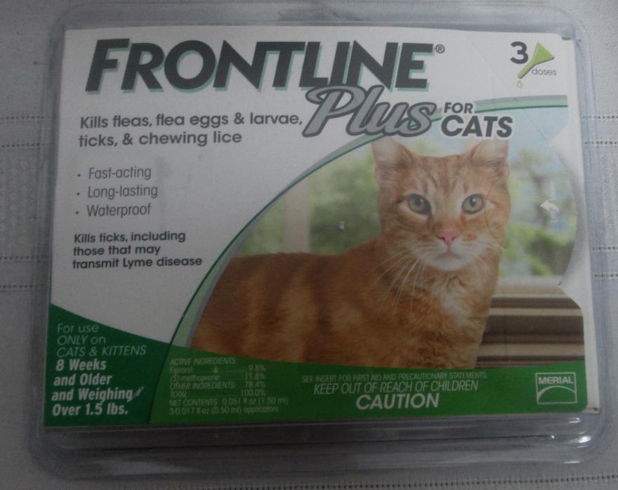 Frontline Plus For Cats 8 weeks and older - 3 Pack - Factory Sealed