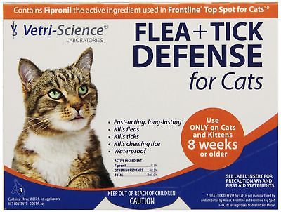 Vetri-Science 3-Dose Flea Tick Defense Cats 8 Weeks - Contains 3 Applicators