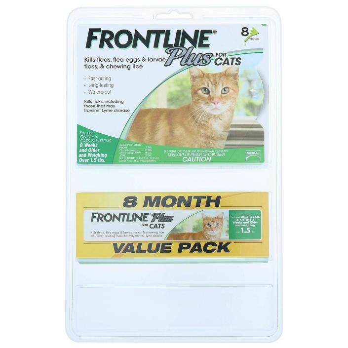 FRONTLINE Plus for Cats and Kittens, Flea and Tick Treatment, 8 ct.