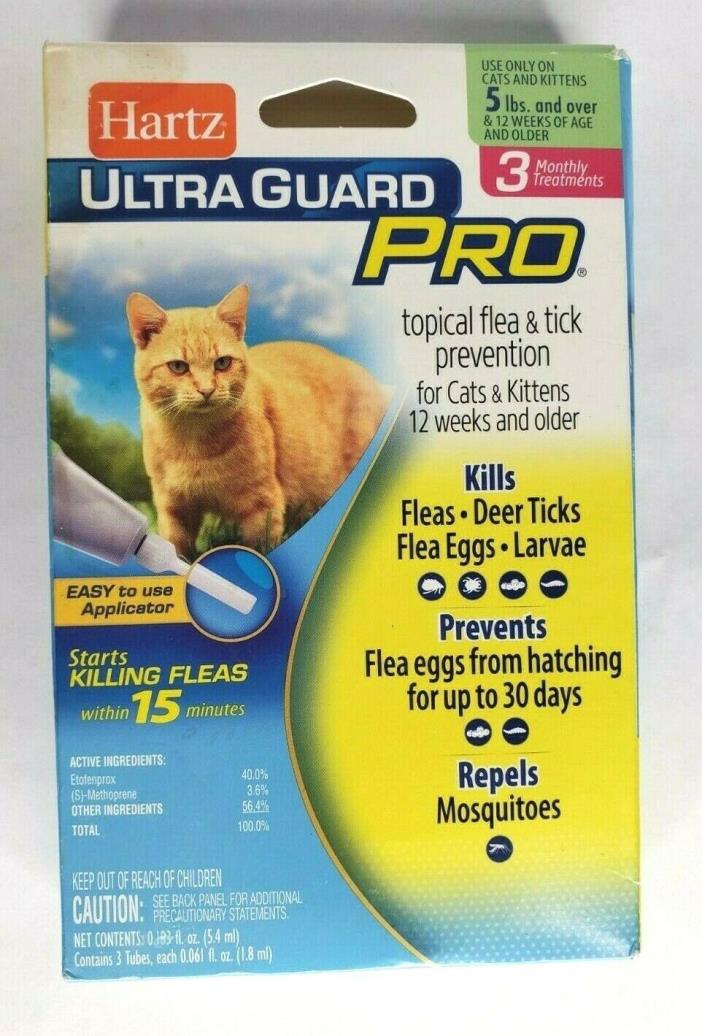 Hartz UltraGuard Pro Flea & Tick for Cats 5lbs. 3 Treatments