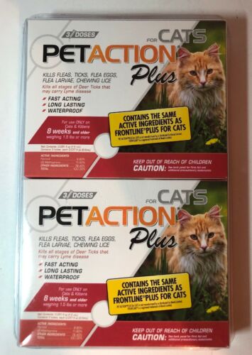6 Month Supply Pet Action PetAction Plus Flea Tick Drops For Cats NEW