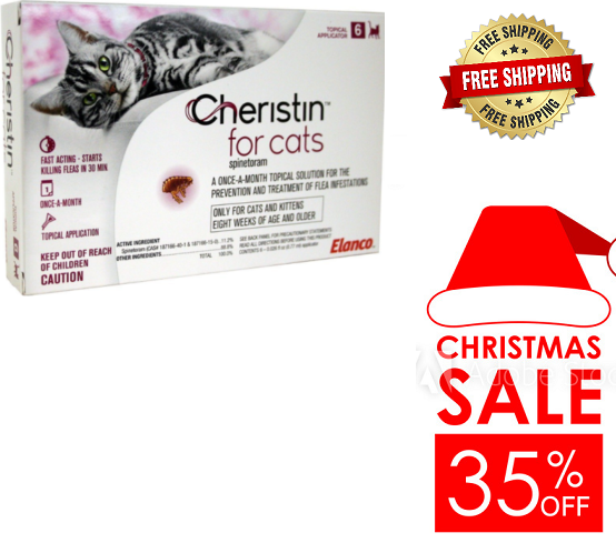 Cheristin Flea Treatment Topical For Cats Over 1.8 lbs - 6 DOSES - FREE SHIP