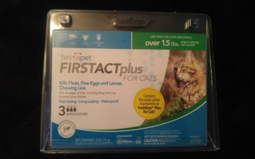 TevraPet FirstAct Plus Flea and Tick Topical for Cats over 1.5lbs, 3 Dose Flea