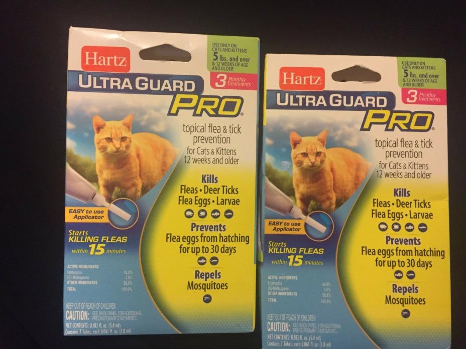 (Lot of 2)Hartz Ultra Guard Pro for Cats and Kittens 5lbs and Over**6 MONTHS