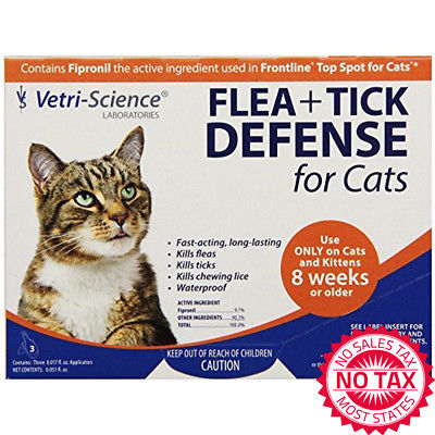 New Kills Flea And Tick Defense, Fast Acting Long Lasting, 3-Dose For Cats