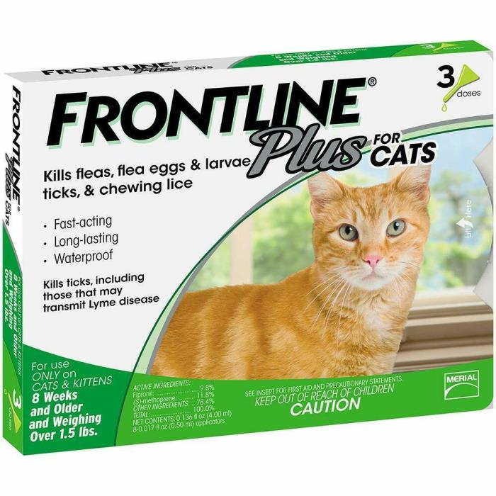 Frontline Plus for Cats 1.5 pounds and over Flea and Tick Treatment 3 doses
