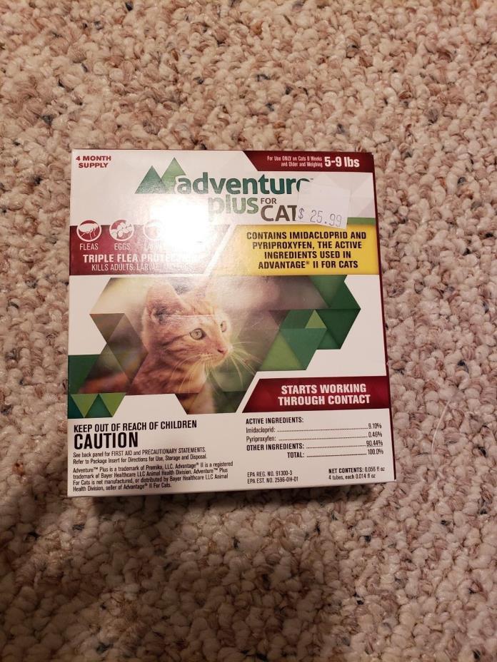 Adventure Plus for Cats 5- 9 Pounds Up Spot On Flea Control 4 Month Supply