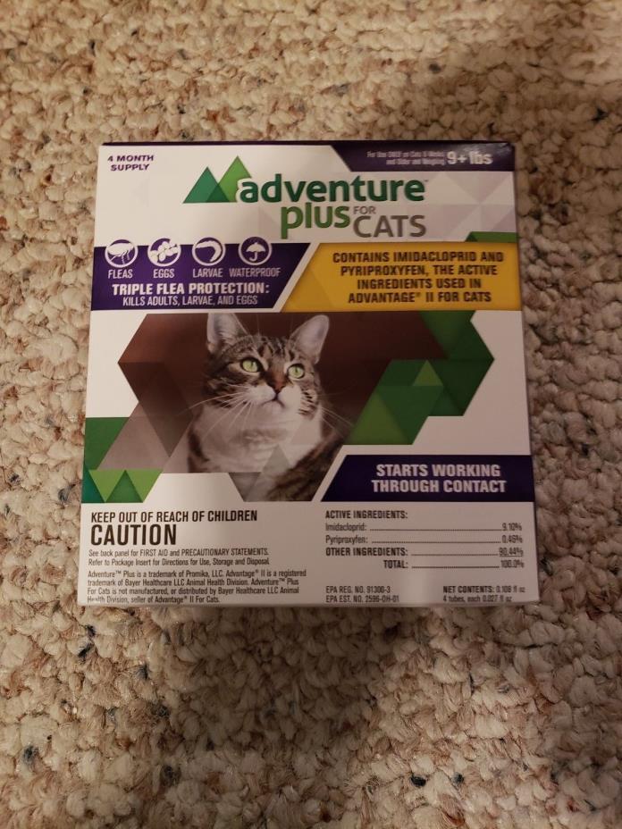 Adventure Plus for Cats 9 Pounds Up Spot On Flea Control 4 Month Supply
