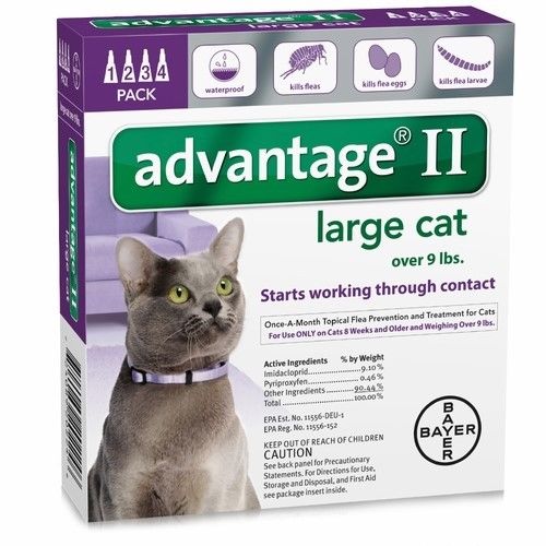 NEW Advantage II Flea Control Large Cat 4 Pack (for cats over 9 lbs) PURPLE