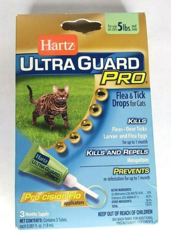 Hartz UltraGuard Pro Flea & Tick Drops for Cats 5lbs 3 Treatments