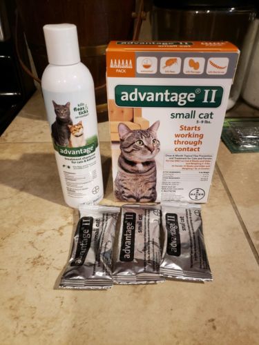 Bayer Advantage II for Small Cats 5-9 Lbs 3 Pack Genuine EPA Approved & Shampoo