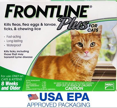 Frontline Plus Treatment for Cats Kittens Flea Tick Control Spot On 3 Doses