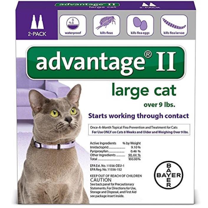 Bayer Advantage II for Large Cats over 9 Lbs - 4 Pack -  FLEA TREATMENT CONTROL