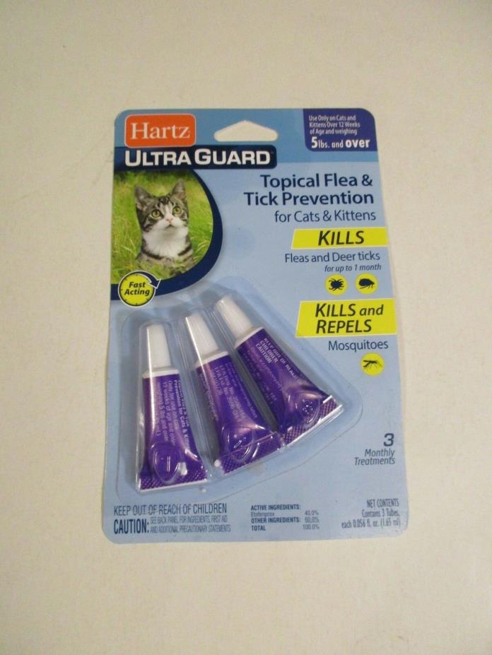 Hartz Ultra Guard Topical Flea & Tick~Cats 5 lbs.+~Kills Fleas & Deer Ticks