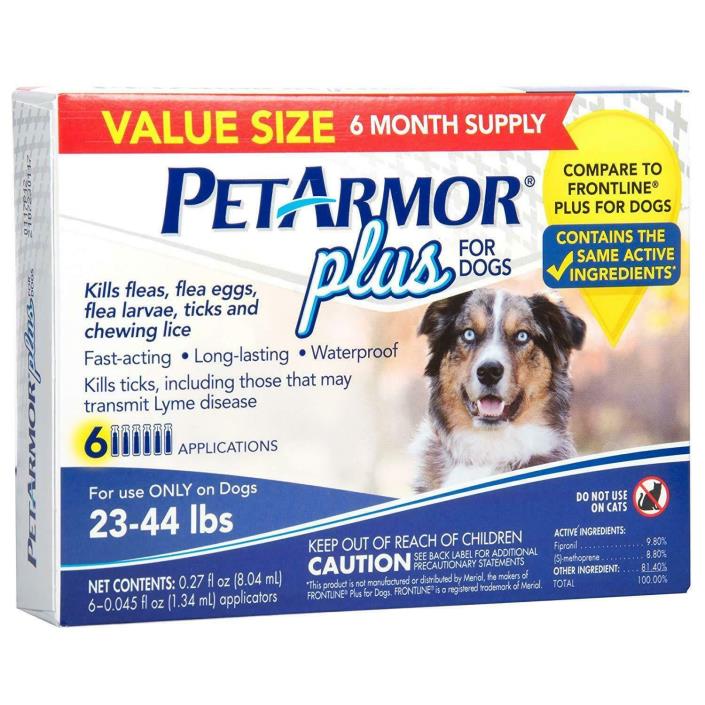 PetArmor Plus for Dogs 23-44 lbs - Flea and Tick Squeeze-On, 6 Count