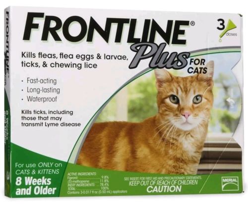 Frontline Plus Treatment for Cats Kittens Flea Tick Control - 3 Doses