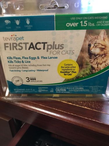 TevraPet FirstAct Plus Flea and Tick Topical for Cats Over 1.5 Pounds, 3 Count