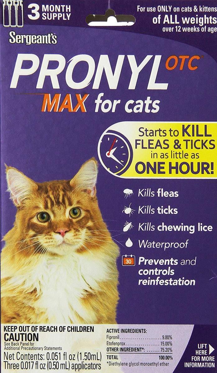 Sergeant's Pronyl OTC Max Cat Flea and Tick Topical Brand New Package Damage