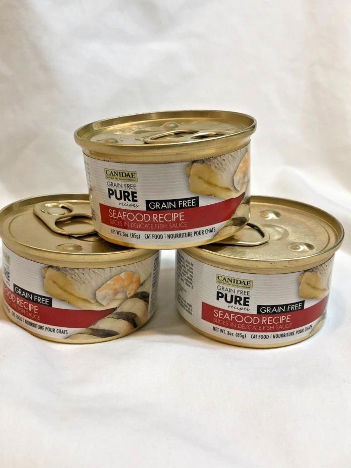 CANIDAE Grain Free PURE Recipes  Wet Cat Food with Seafood, 3 oz 12 Cans 10/2018