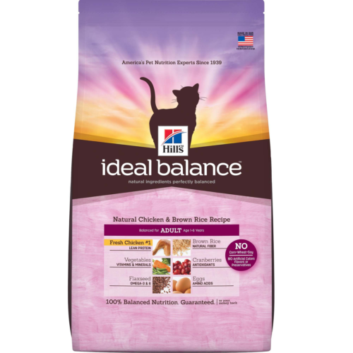 Hill'S Ideal Balance Adult Natural Cat Food, Chicken & Brown Rice Recipe Dry Cat