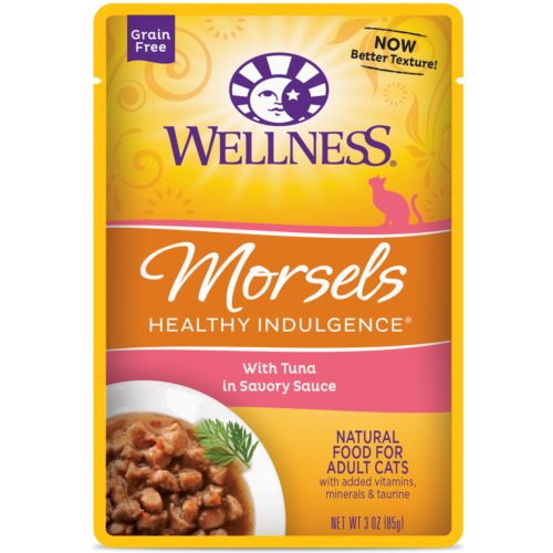 Wellness Healthy Indulgence Natural Grain Free Wet Cat Food, Morsels Tuna, Pouch