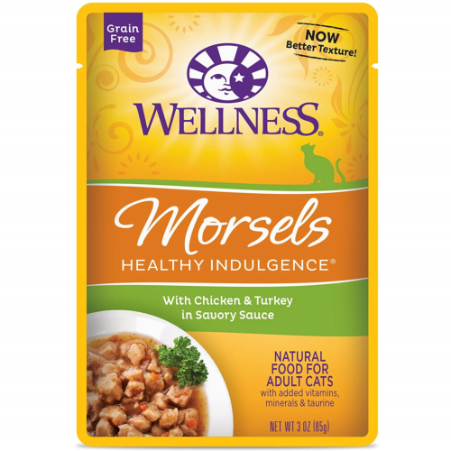 Wellness Healthy Indulgence Natural Grain Free Wet Cat Food, Morsels Chicken &