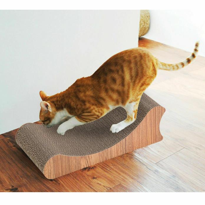 Pet Cat Scratching Board Cardboard Pad Lounge Bed Waved Gift For Kitten w Catnip