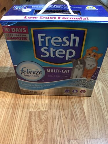 Fresh Step Multi-Cat Scented Litter, Power of Febreze Clumping Cat Litter 25 lbs